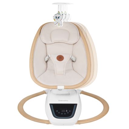 Lionelo - Дитяча гойдалка з мелодією OLIVIA Beige Natural + дистанційне керування