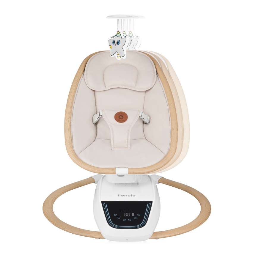 Lionelo - Дитяча гойдалка з мелодією OLIVIA Beige Natural + дистанційне керування