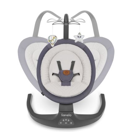 Lionelo - Дитяча гойдалка з мелодією RALF 4xAA сірий графіт + пульт дистанційного керування