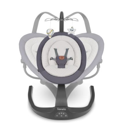 Lionelo - Дитяча гойдалка з мелодією RINA 4xAA сірий бетон + пульт дистанційного керування