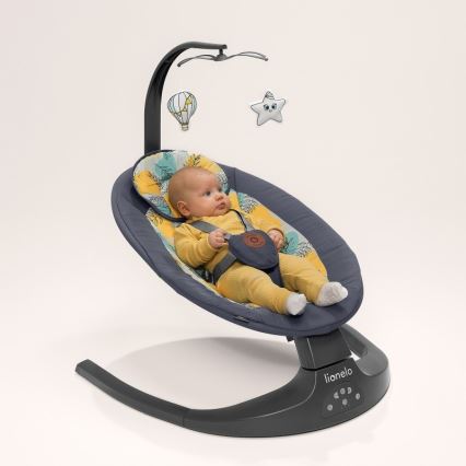Lionelo - Дитяче гойдалко з мелодією RALF 4xAA сіро‑білий + з пультом дистанційного керування