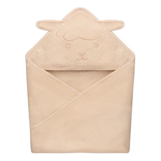Lionelo - Дитяче рушник з капюшоном MUSLIN HOODED TOWEL Бежевий Капучино