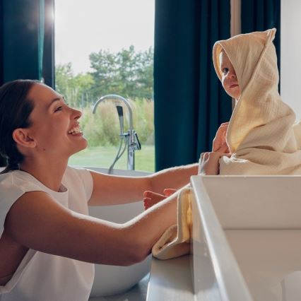 Lionelo - Дитяче рушник з капюшоном MUSLIN HOODED TOWEL Бежевий Капучино