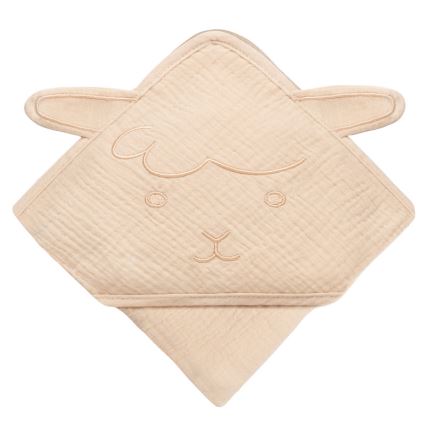Lionelo - Дитяче рушник з капюшоном MUSLIN HOODED TOWEL Бежевий Капучино