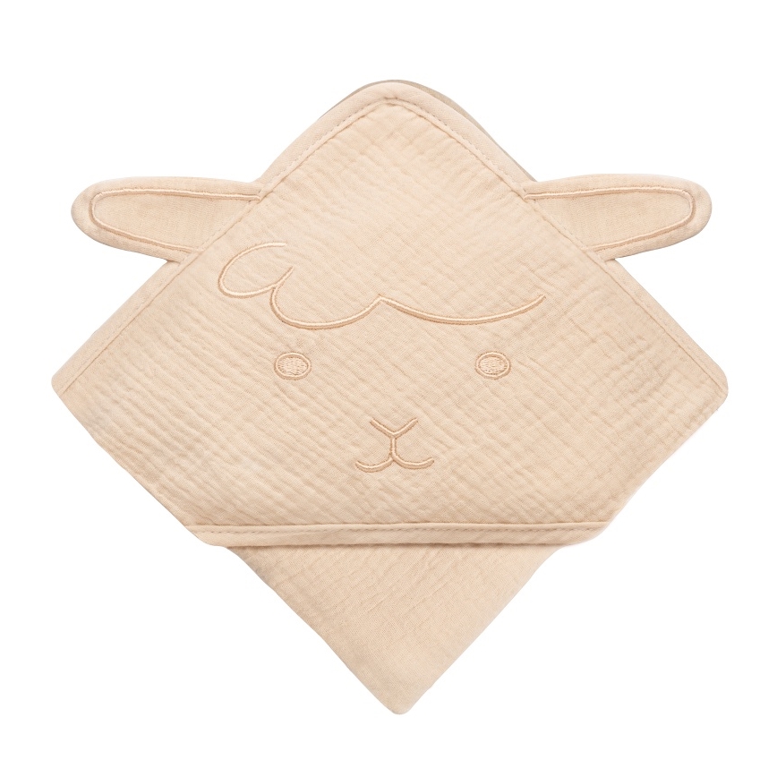 Lionelo - Дитяче рушник з капюшоном MUSLIN HOODED TOWEL Бежевий Капучино