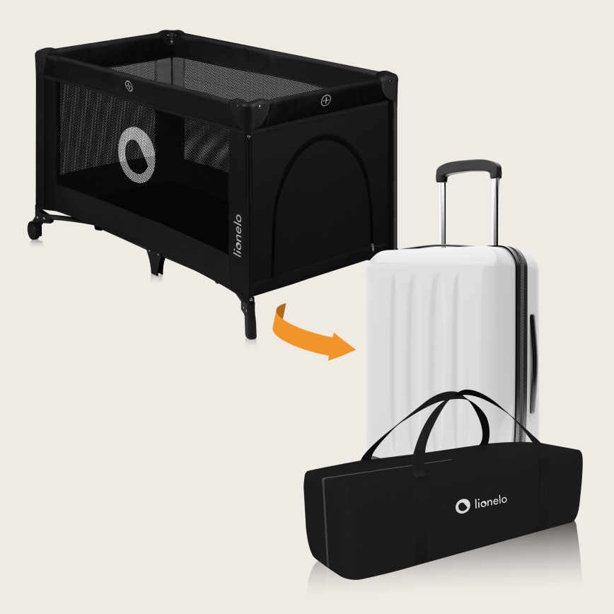Lionelo - Дорожная кроватка STEFI Black Carbon