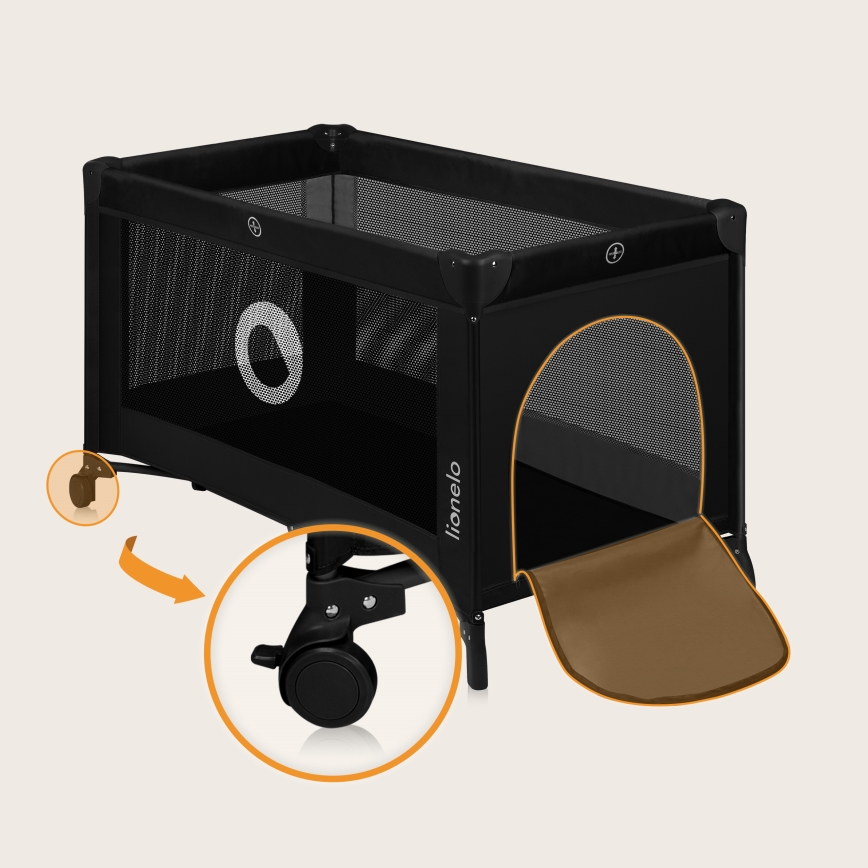 Lionelo - Дорожная кроватка STEFI Black Carbon