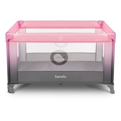 Lionelo - Дорожная кроватка STEFI розовый/серый