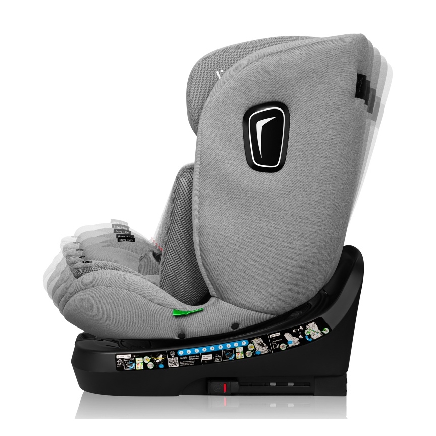 Lionelo - Поворотне автокрісло BRAVE i-Size з базою 40-150 см Grey Stone