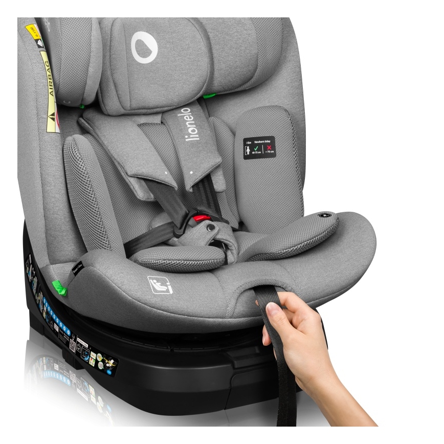 Lionelo - Поворотне автокрісло BRAVE i-Size з базою 40-150 см Grey Stone