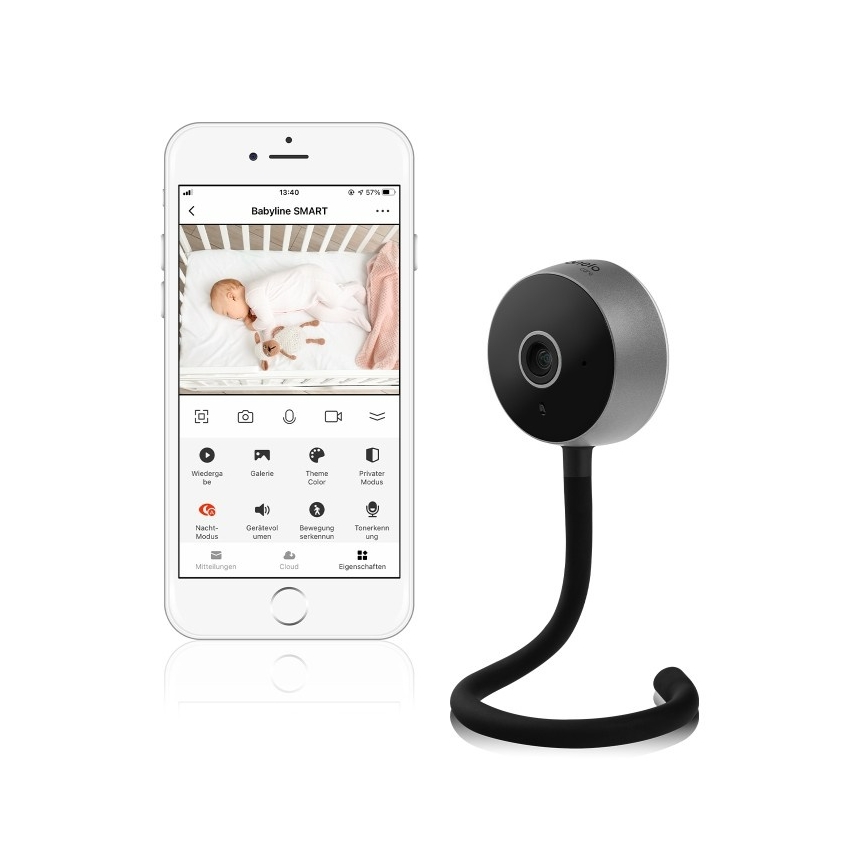 Lionelo - Розумна дитяча електронна няня BABYLINE SMART Wi-Fi чорна
