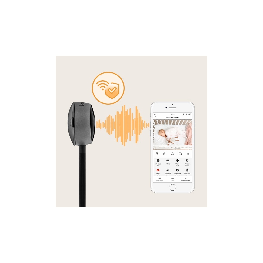 Lionelo - Розумна дитяча електронна няня BABYLINE SMART Wi-Fi чорна