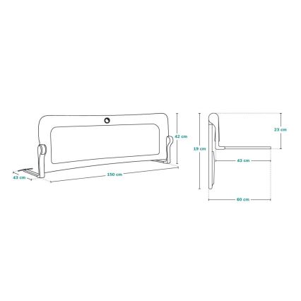Lionelo - Защитное ограждение для кровати EVA, серое