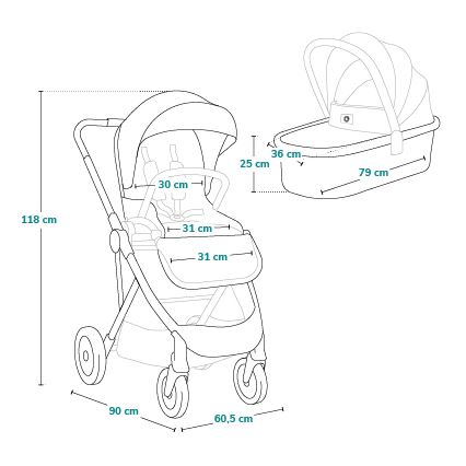 Lionelo - Комбинированная коляска 2 в 1 AMBER PLUS Серый графит