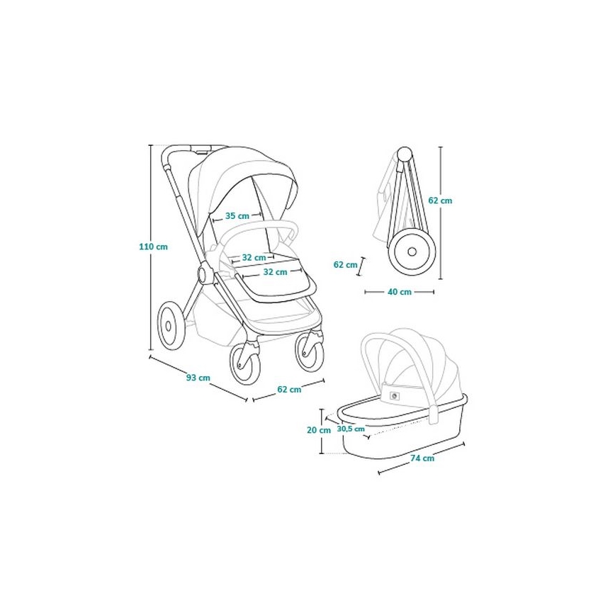 Lionelo - Комбинированная коляска 2 в 1 MIKA PLUS Grey Stone