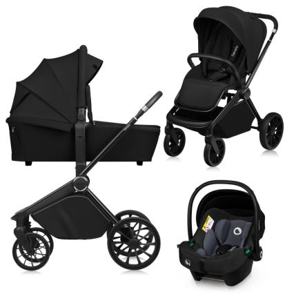 Lionelo - Комбінована коляска 3 в 1 MIKA PLUS чорний онікс