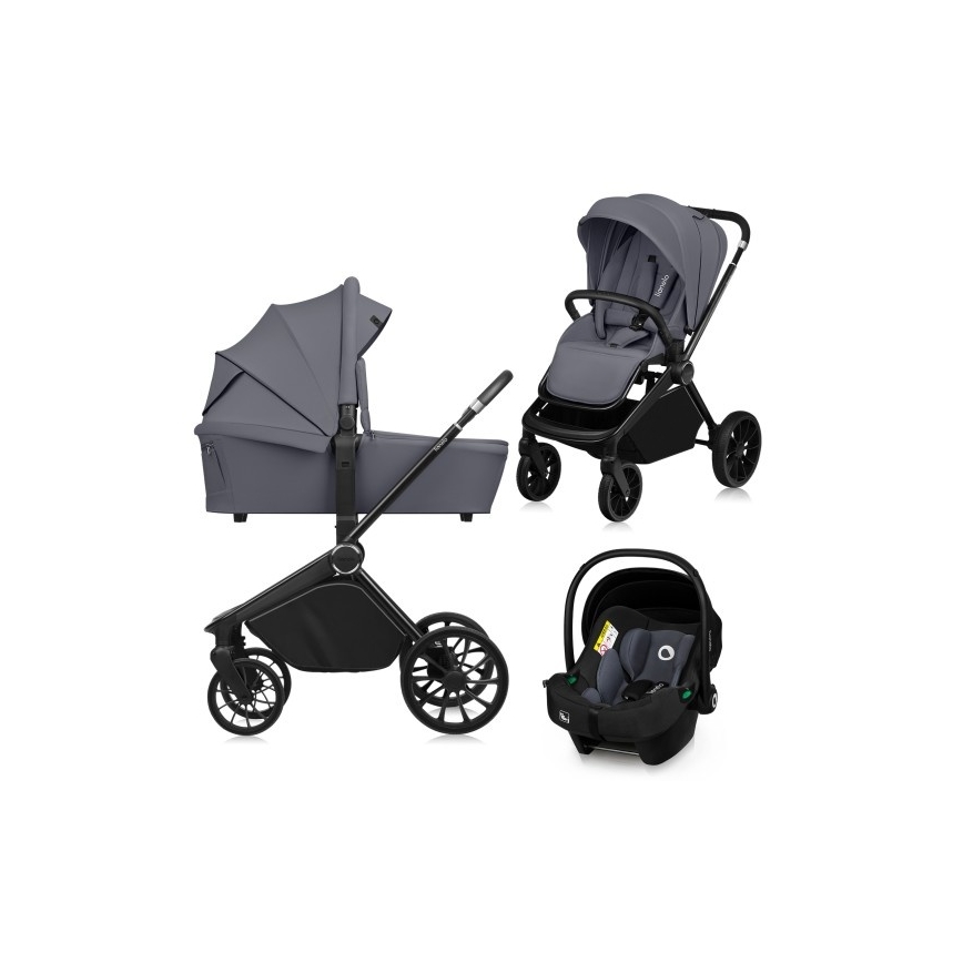 Lionelo - комбінований візок 3 в 1 MIKA PLUS Grey Stone