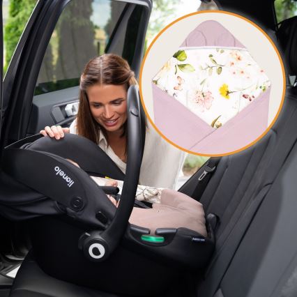 Lionelo - Конверт для автокресла TRAVEL SWADDLE 90×90 см, розовый с цветочным принтом