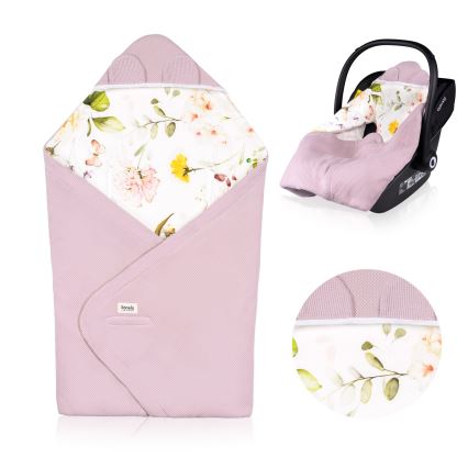 Lionelo - Конверт для автокресла TRAVEL SWADDLE 90×90 см, розовый с цветочным принтом