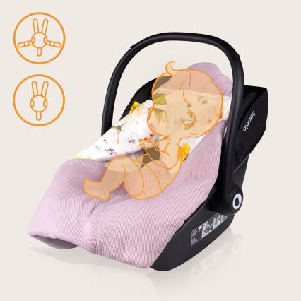 Lionelo - Конверт для автокресла TRAVEL SWADDLE 90×90 см, розовый с цветочным принтом