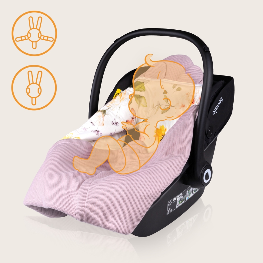 Lionelo - Конверт для автокресла TRAVEL SWADDLE 90×90 см, розовый с цветочным принтом
