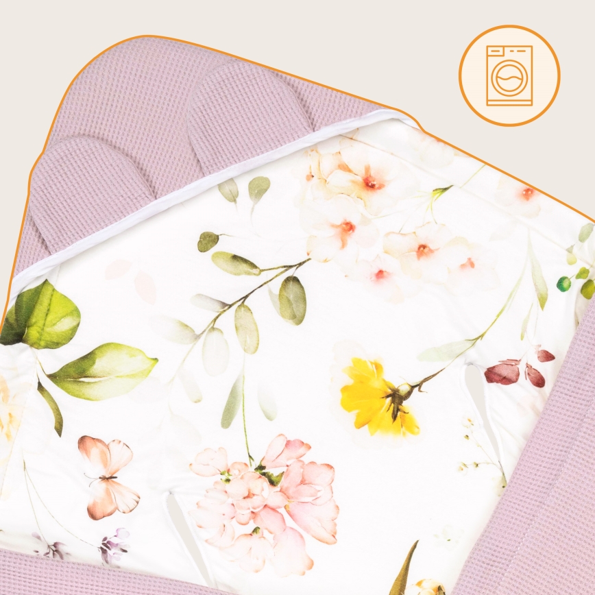 Lionelo - Конверт для автокресла TRAVEL SWADDLE 90×90 см, розовый с цветочным принтом