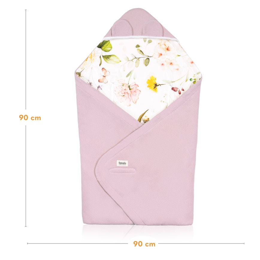 Lionelo - Конверт для автокресла TRAVEL SWADDLE 90×90 см, розовый с цветочным принтом