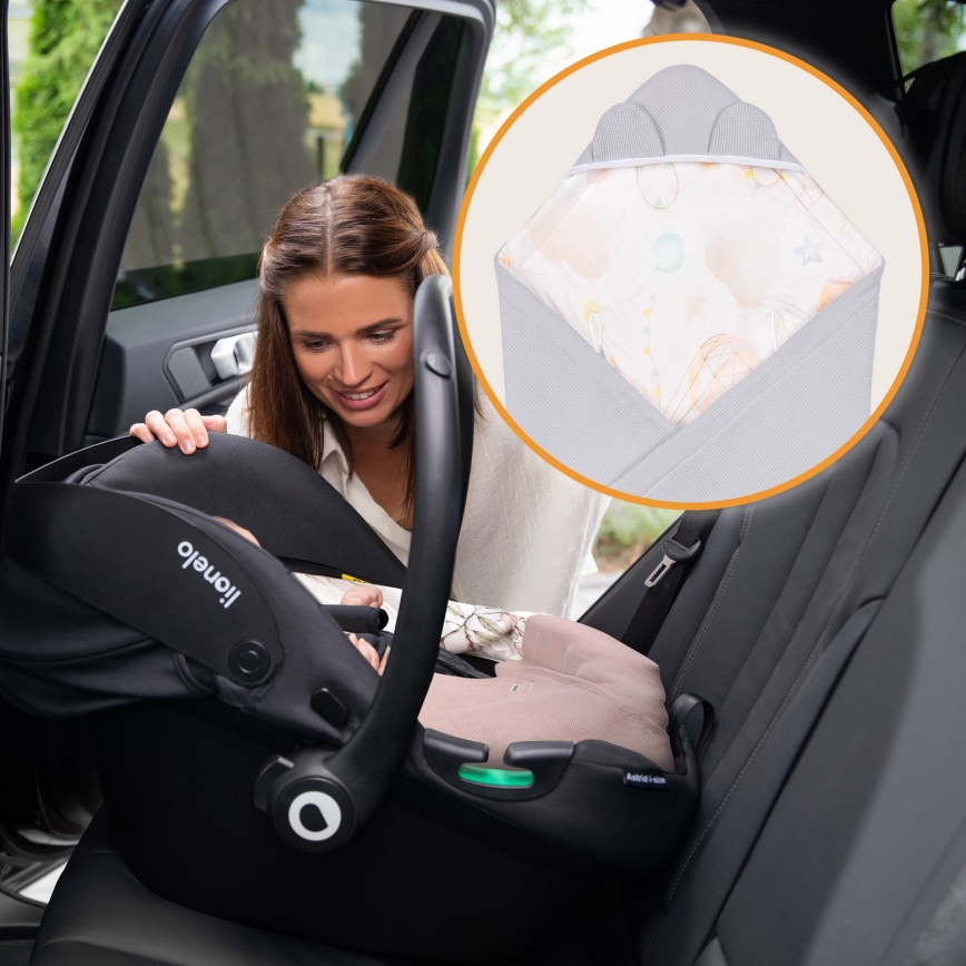 Lionelo - конверт-пеленка для автокресла TRAVEL SWADDLE, 90x90 см, серый Baloon