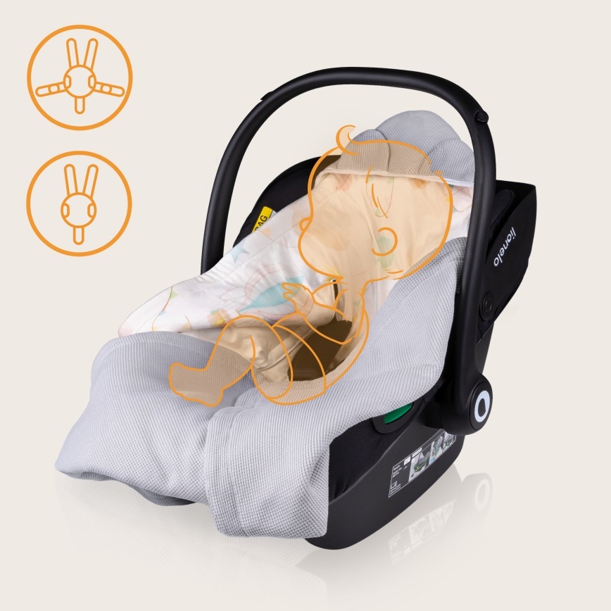 Lionelo - конверт-пеленка для автокресла TRAVEL SWADDLE, 90x90 см, серый Baloon