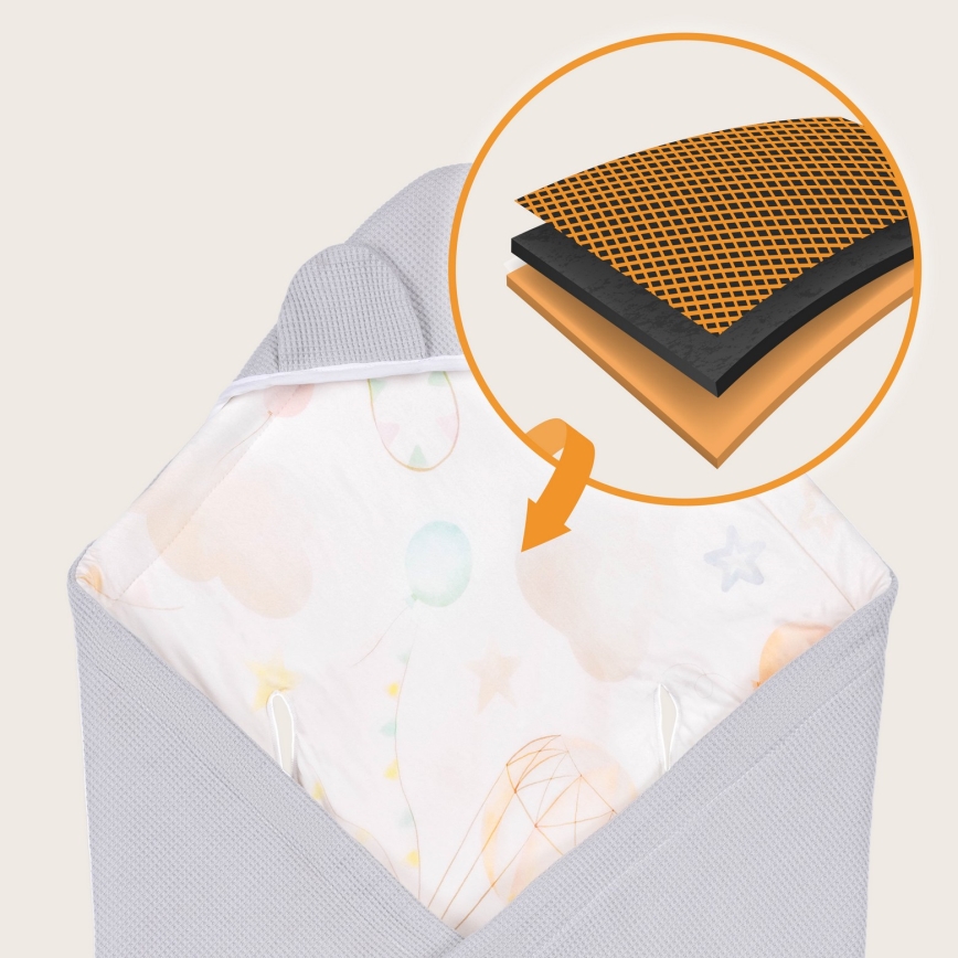 Lionelo - конверт-пеленка для автокресла TRAVEL SWADDLE, 90x90 см, серый Baloon