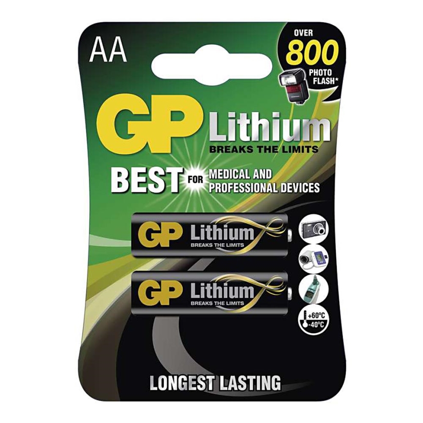 Литиевая батарейка AA GP LITHIUM 1,5V 2 шт.