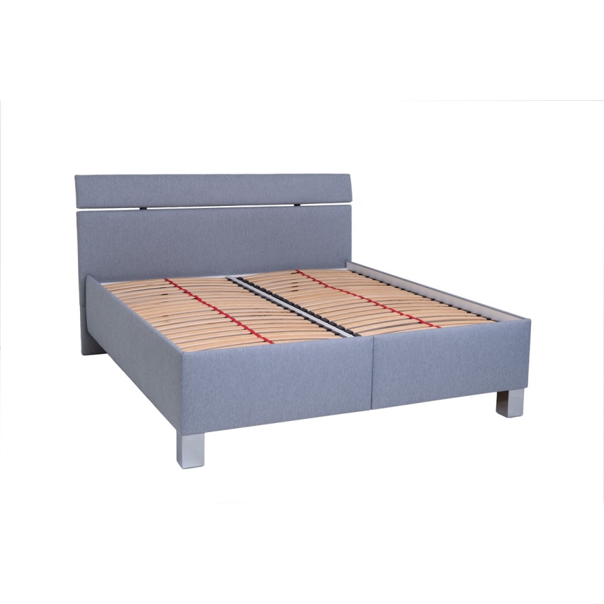 Оббита ліжко з матрацом та місцем для зберігання ALIS 160x200 см світло-сіра