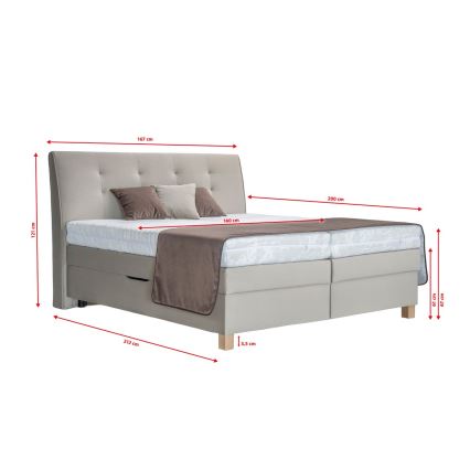 Ліжко з коробом та матрацом BEA 160x200 см бежевого кольору