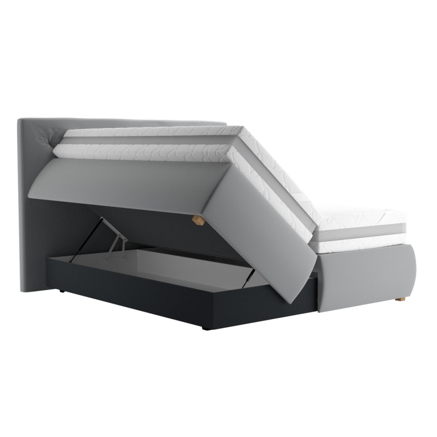 Ліжко з коробом і матрацом та топпером ELEN 160x200 см сірий