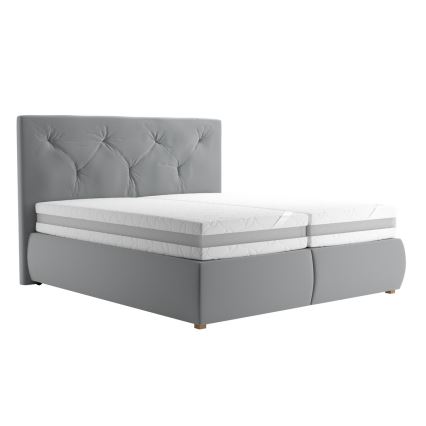 Ліжко з коробом і матрацом та топпером ELEN 160x200 см сірий