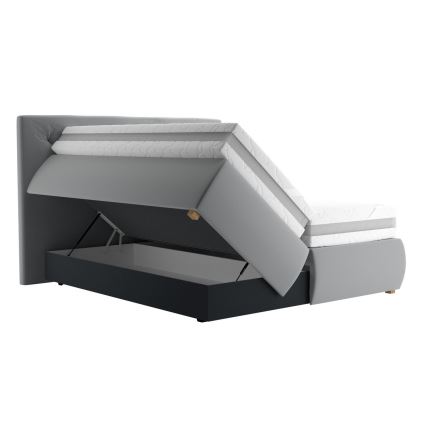 Ліжко з коробом і матрацом та топпером ELEN 180x200 см сіре