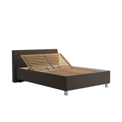 Оббита ліжко з місцем для зберігання та матрацом DALMA 140x200 см сірий/коричневий