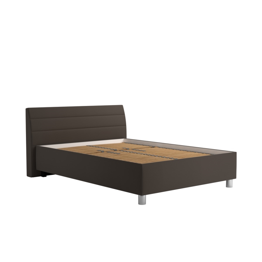 Оббита ліжко з місцем для зберігання та матрацом DALMA 140x200 см сірий/коричневий