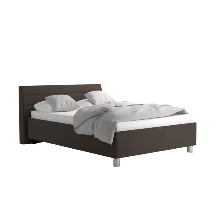 Оббита ліжко з місцем для зберігання та матрацом DALMA 140x200 см сірий/коричневий