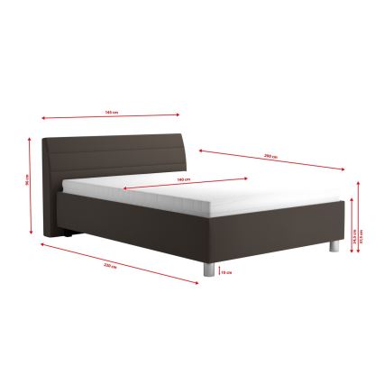 Оббита ліжко з місцем для зберігання та матрацом DALMA 140x200 см сірий/коричневий