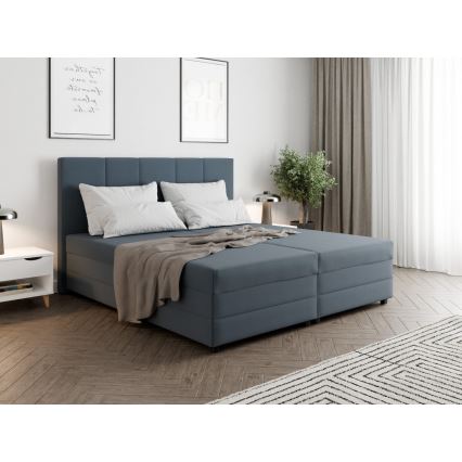 Оббита ліжко з пружинним матрацом та місцем для зберігання ISABEL 180x200 сірий