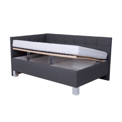 Оббита ліжко з матрацом та місцем для зберігання MARIA PETITE 120x200 см сірого кольору