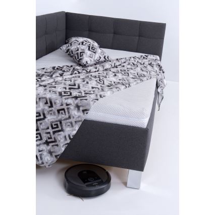 Оббита ліжко з матрацом та місцем для зберігання MARIA PETITE 120x200 см сірого кольору