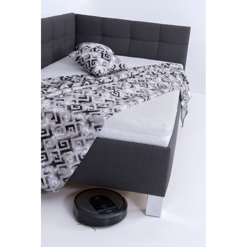 Оббита ліжко з матрацом та місцем для зберігання MARIA PETITE 120x200 см сірого кольору