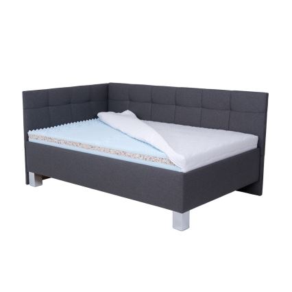 Оббита ліжко з матрацом та місцем для зберігання MARIA PETITE 120x200 см сірого кольору