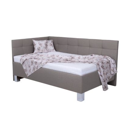 Оббита ліжко з матрацом та місцем для зберігання MARIA PETITE 120x200 см, колір тауп