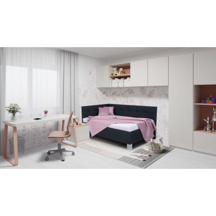 Оббита ліжко з матрацом та місцем для зберігання MARIA PETITE 120x200 см антрацит