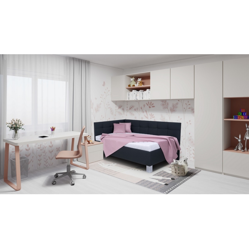 Оббита ліжко з матрацом та місцем для зберігання MARIA PETITE 120x200 см антрацит