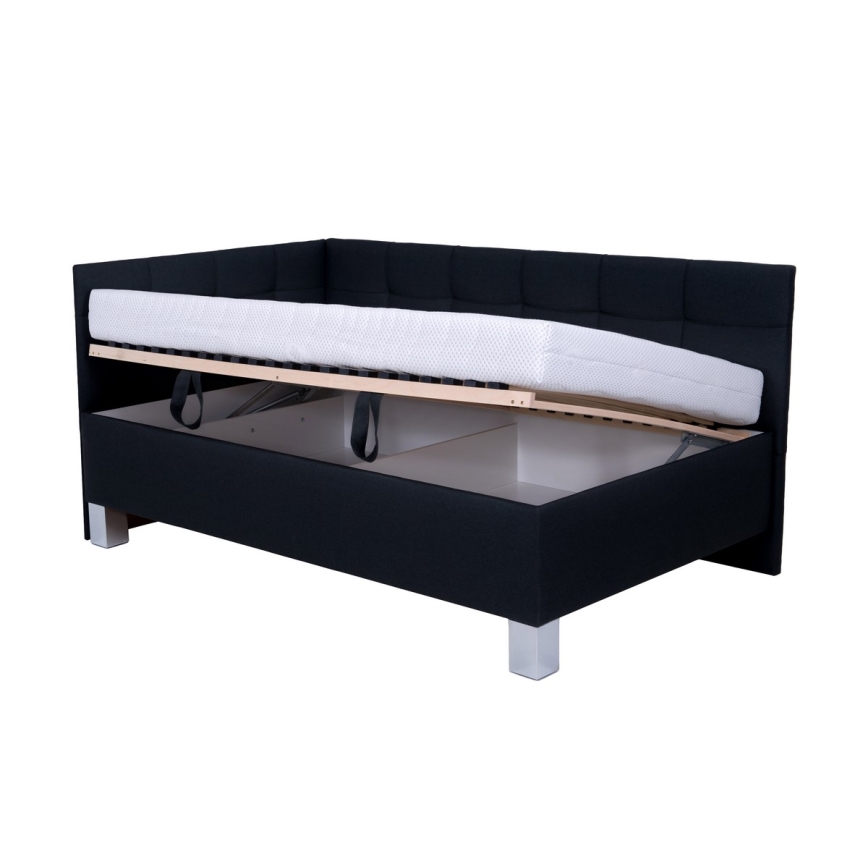 Оббита ліжко з матрацом та місцем для зберігання MARIA PETITE 120x200 см антрацит
