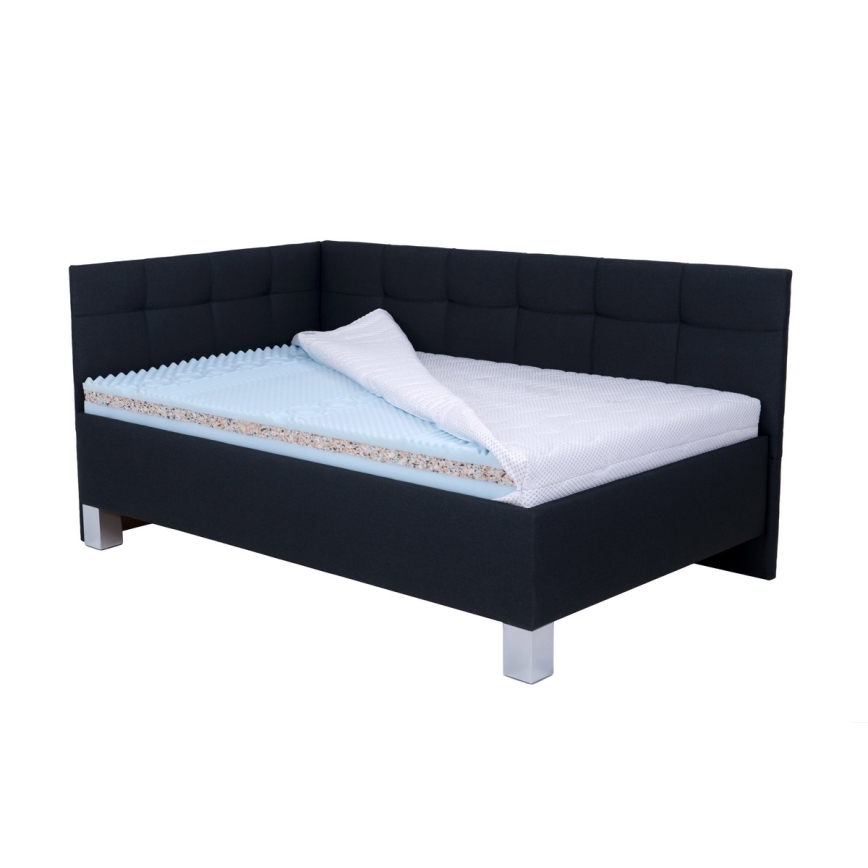 Оббита ліжко з матрацом та місцем для зберігання MARIA PETITE 120x200 см антрацит